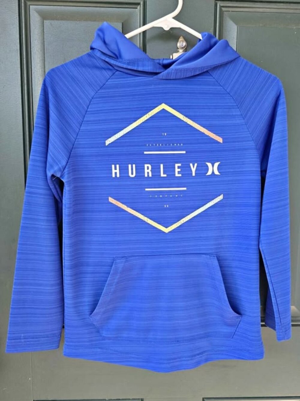 Hurley Boys Medium 10/12 H2O-DRI Royal Blue Graphic Lightweight Pullover Hoodie
